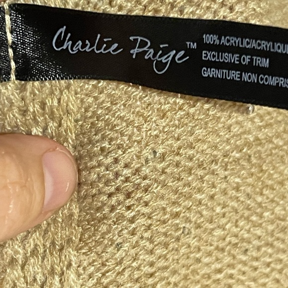 Charlie Paige Scarf Tan with Gem and Pearl Accents - Picture 2 of 3